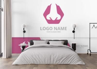 Otolaryngology logotype design template. Face nose logo combination. Wall mural