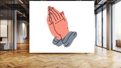 Praying hands. Old school tattoo. Vector illustration. Wall mural