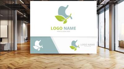 Premium ecological stomach logo. Unique gastrointestinal tract logotype design. Wall mural