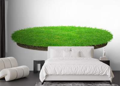 Abstract green grass texture for background. Circle green grass pattern isolated on a white background. Wall mural