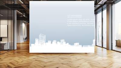 Abstract wireframe city background. Perspective 3D render of building wireframe. Vector. Wall mural