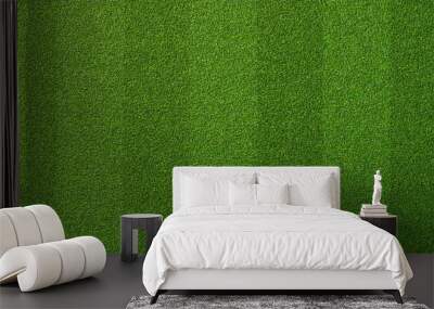 Green grass texture for sport background. Detailed pattern of green soccer field or football field grass lawn texture. Green lawn texture background. Wall mural