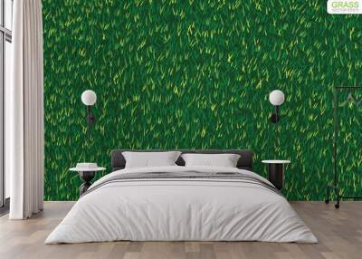 Green nature lawn grass texture and pattern background. Vector illustration. Wall mural