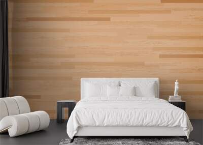 Hardwood maple basketball court floor viewed from above. Wooden floor pattern and texture. Vector. Wall mural