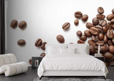 Roasted coffee beans isolated on white background. Close-up. Wall mural