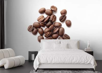 Roasted coffee beans isolated on white background. Close-up. Wall mural