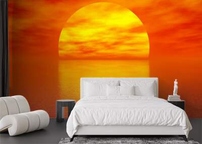 Red sunset over the sea Wall mural