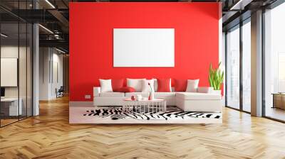 Sofa L-shaped and white frame at living room in concept of valentine's day Wall mural