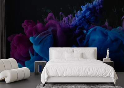 abstract dark texture with blue and purple swirls of paint Wall mural