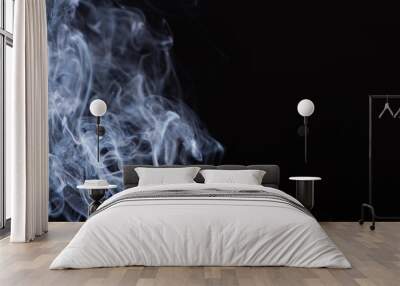 abstract white flowing smoke on black background Wall mural