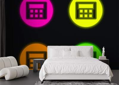 Alarm System With Password four color glowing neon vector icon Wall mural