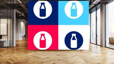 Allergens Milk blue and red four color minimal icon set Wall mural