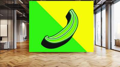 Banana Green and yellow modern 3d vector icon logo Wall mural