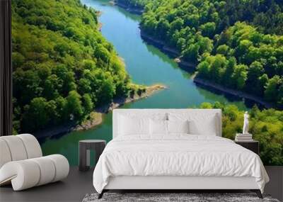 beautiful view of the lake in the forest Wall mural