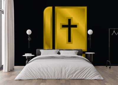 Bible gold plated metalic icon or logo vector Wall mural