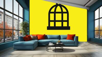 Bird Cage minimal bright yellow material icon Wall mural