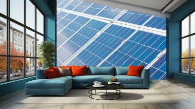 blue solar energy batteries with copy space outside Wall mural