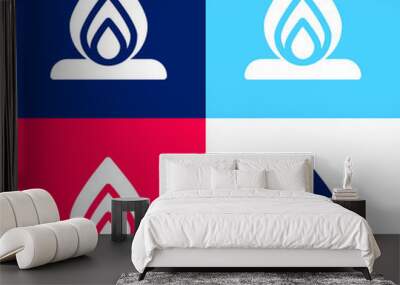 Bonfire blue and red four color minimal icon set Wall mural