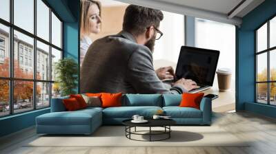 businesspeople having conversation in cafe Wall mural