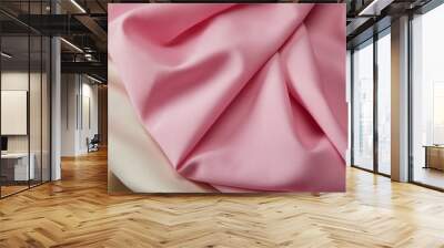 close up view of satin pink and white soft and wavy fabric Wall mural