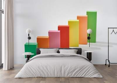 color blocks of analytical chart with shadow on white background Wall mural