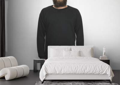 cropped shot of man in black sweatshirt isolated on white Wall mural