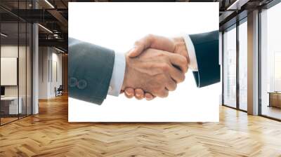 Cropped view of businessmen shaking hands isolated on white Wall mural