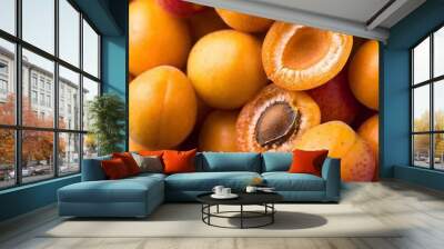 extreme macro apricots background from above Wall mural