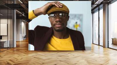 fashionable african american man in cap Wall mural