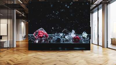 frozen fruits in ice cubes Wall mural