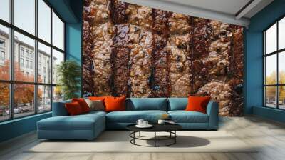 full frame of delicious spicy grilled steak Wall mural