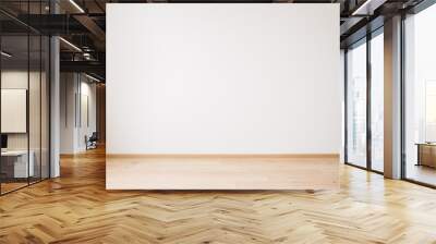 grey empty wall and wooden beige floor Wall mural