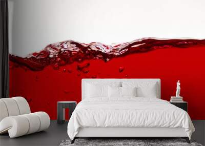 red bright liquid wave with bubbles isolated on white Wall mural