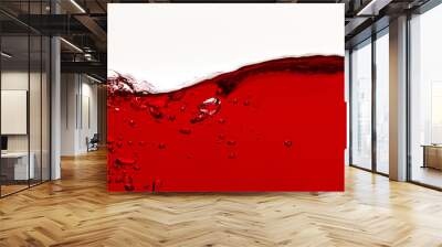 red bright wave with bubbles isolated on white Wall mural