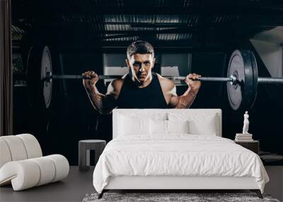 sportsman lifting a barbell Wall mural