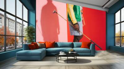 stylish man with golf club Wall mural