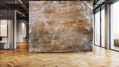 top view of rustic wooden table covered with flour Wall mural