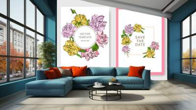 Vector Rose floral botanical flowers. Engraved ink art. Wedding background card floral decorative border. Wall mural