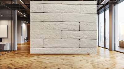 white brick wall textured surface background, top view Wall mural