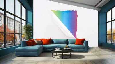 white torn and rolled paper on multicolored background Wall mural