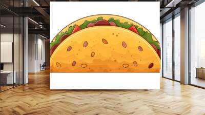 Colorful and delicious taco graphic with fresh vegetables and beans, perfect for food illustrations and culinary designs. Wall mural