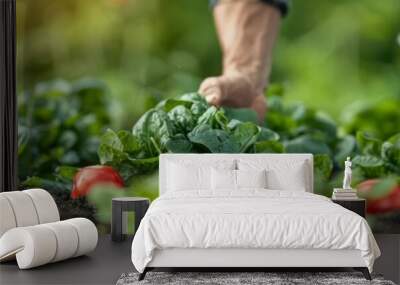 Person growing vegetables in a home garden Wall mural