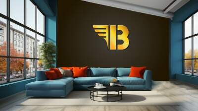 letter b. gold font. template for company logo. design element Wall mural