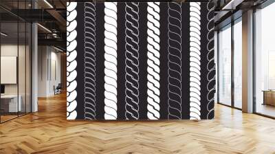 Plait and braids pattern brush set, Ropes in knotting style. Vector illustration Wall mural