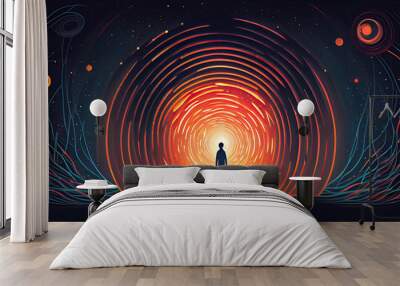 Spiritual experience and supernatural astral moment  and cosmos at night with Generative AI Technology Wall mural