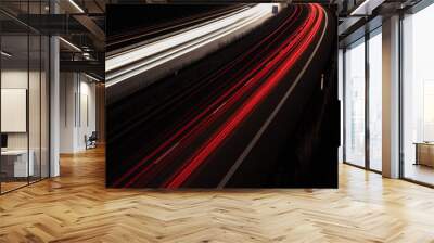 Night highway (Cars in a rush moving fast on a highway  (speedwa Wall mural