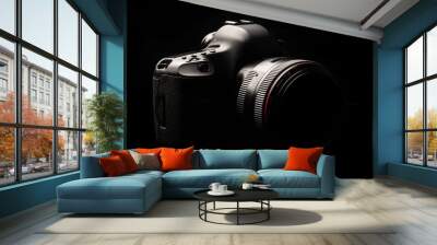 Professional modern DSLR camera low key image Wall mural