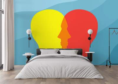 vector concept depicting two human heads overlapping each other Wall mural