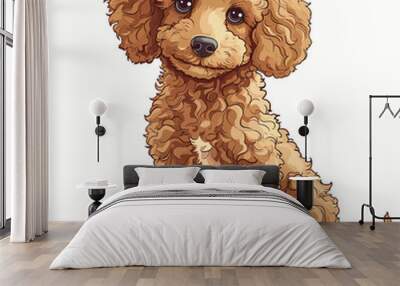 Cute brown poodle puppy. Vector illustration of a dog. Wall mural