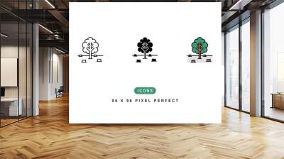 Deforestation Icon. Felling Tree Wood Symbol Stock Illustration. Vector Line Icons For UI Web Design And Presentation Wall mural